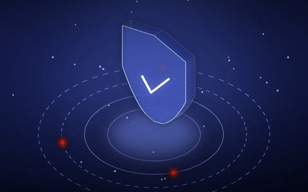 Isometric shield above radar rings that have picked up threats